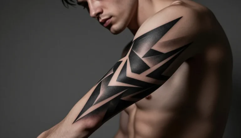 Geometric polygon tattoo on forearm.