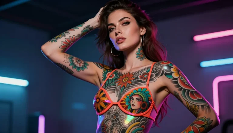 Colorful neo-traditional tattoo illustration