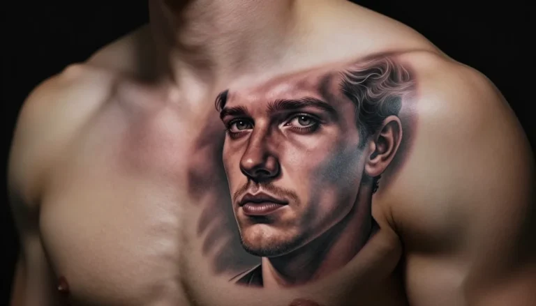 Healed realistic shoulder tattoo