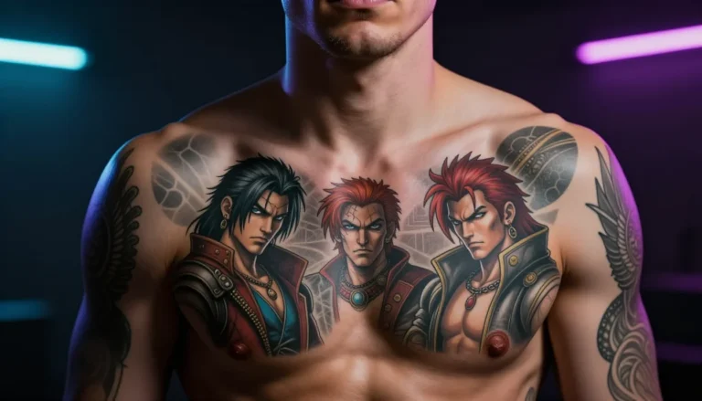 Man with immersive gaming themed tattoos.