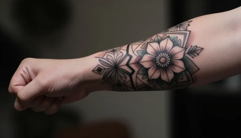 Detailed forearm flower tattoo
