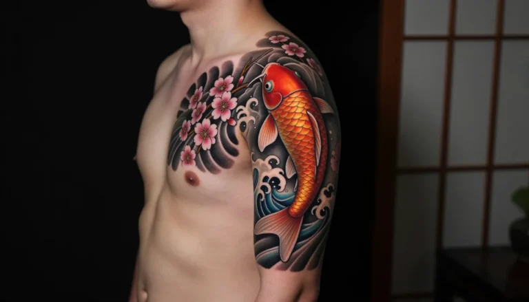 Full sleeve tattoo inspired by Japanese mythology.