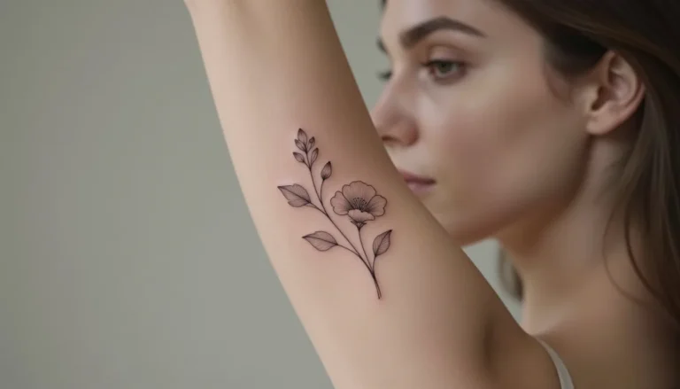 Минималистичная цветочная татуировка на руке.