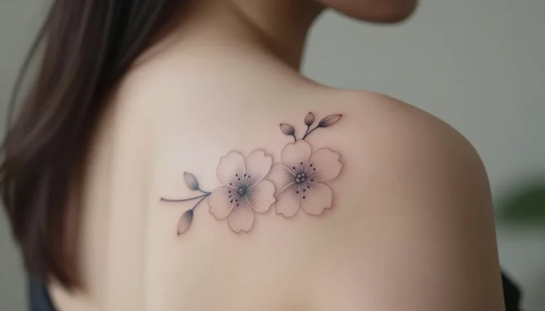 Минималистичная татуировка на плече девушки.