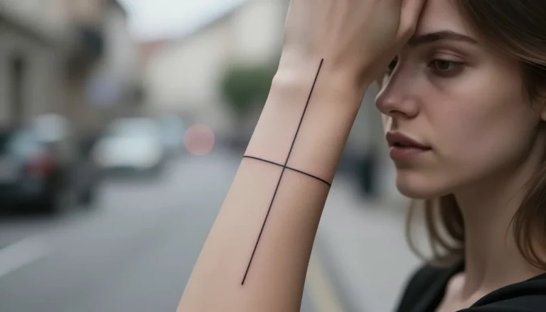 Минималистичная татуировка на руке девушки.