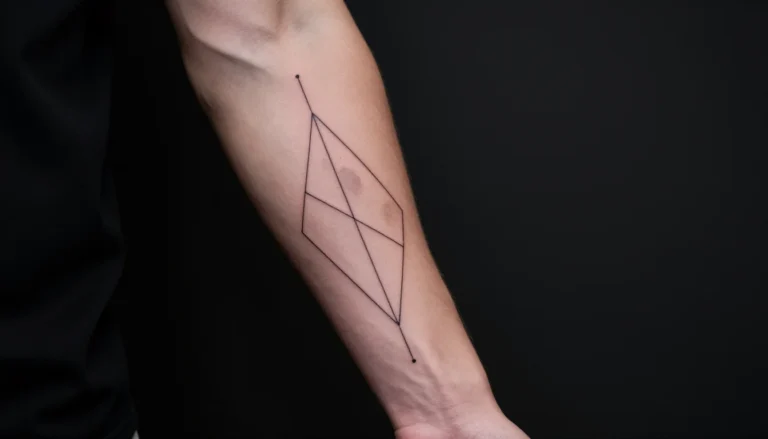 Мужчина с маленькой геометрической татуировкой на предплечье