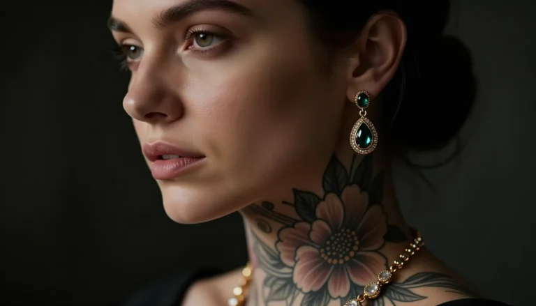 Татуировка на шее крупным планом.