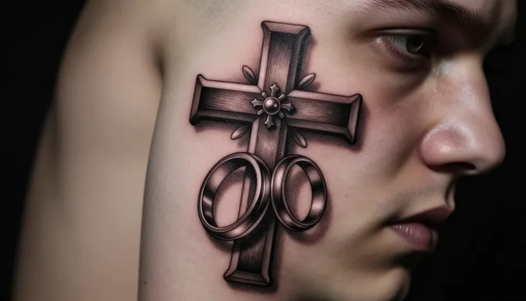 Tattoo design - cross and wedding rings