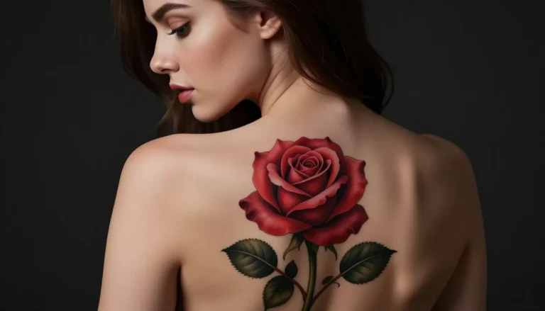 Woman showing her elegant floral tattoo.