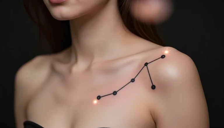 Татуировка созвездия Стрельца на плече женщины