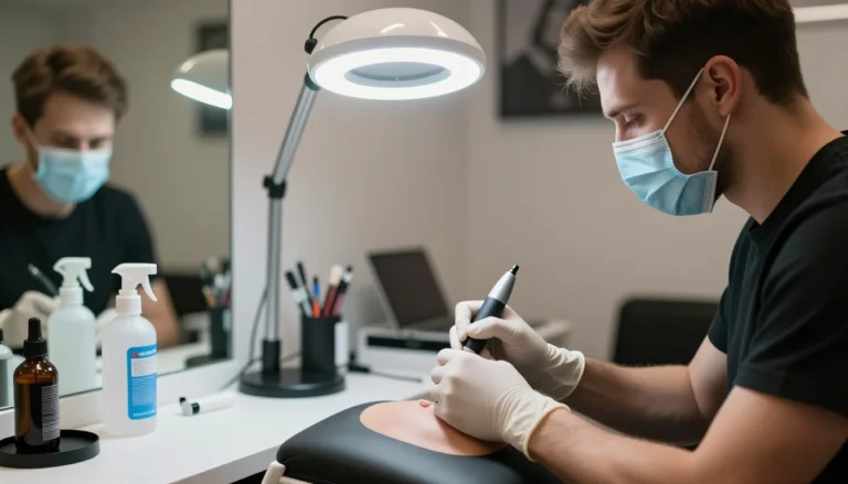 Стерильное тату-ателье с оборудованием и средствами дезинфекции