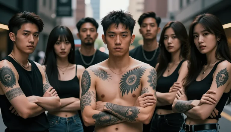 Diverse individuals displaying stunning body art