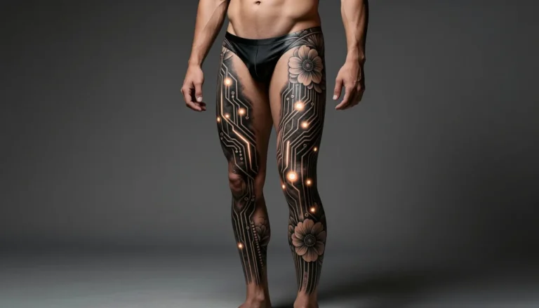 Stunning full-body biomechanical floral tattoo