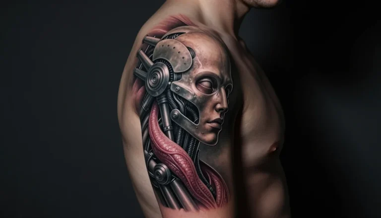 Stunning full sleeve biomechanical tattoo