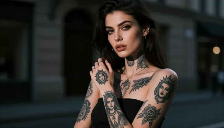 Stylish woman with avant-garde tattoos