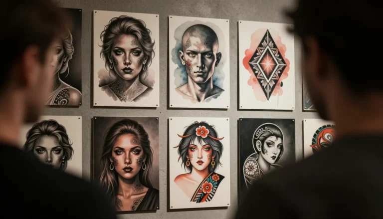 Collage displaying various popular tattoo styles.