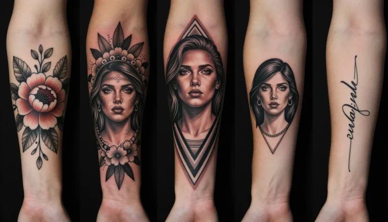 Collage of beautiful diverse tattoos.