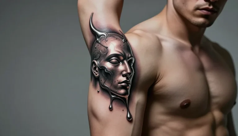 Реалистичная татуировка в технике живых чернил на руке мужчины.