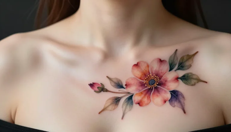 Watercolor floral tattoo example.