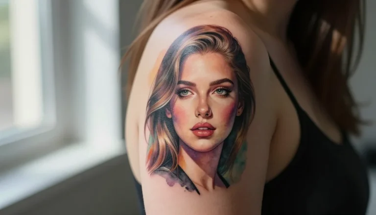 Watercolor floral tattoo on a female arm