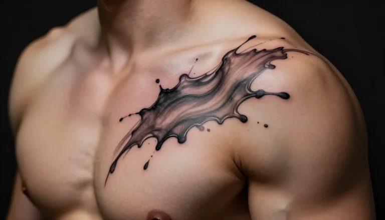 Клякса тату на плече мужчины