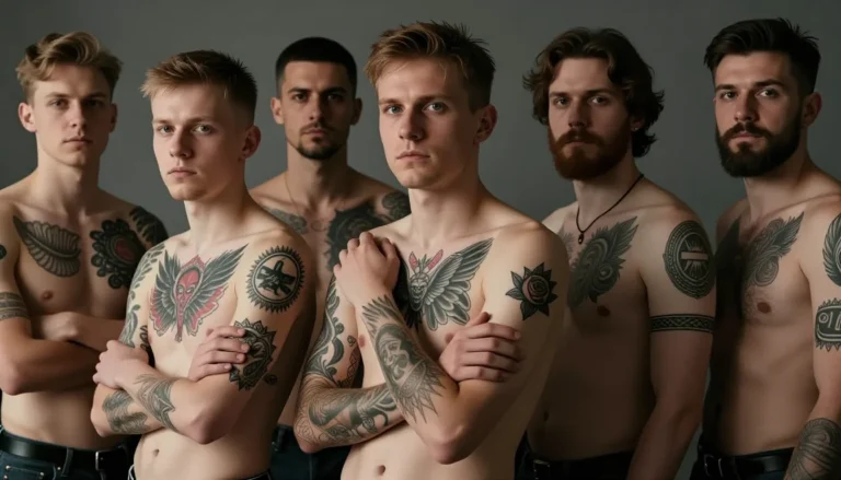 Stylish individuals displaying unique body art.