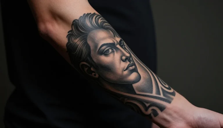 Татуировка на предплечье крупным планом.