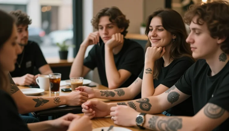 Diverse individuals proudly displaying tattoos.