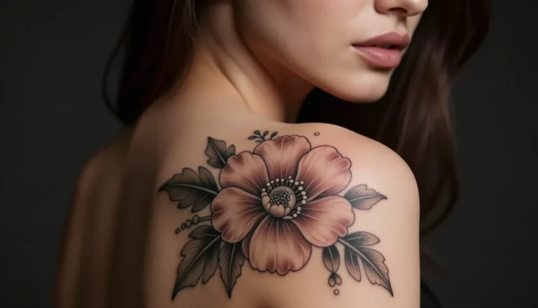 Элегантная татуировка на плече женщины.