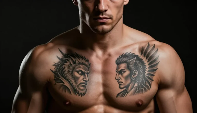 Мужская татуировка на груди - пример дизайна.