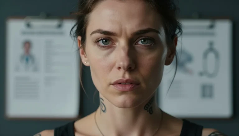 Woman contemplating a new tattoo despite potential health concerns.