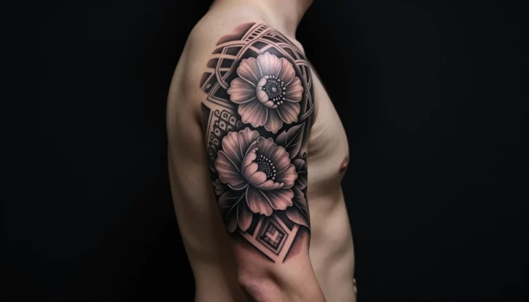 Full Sleeve Tattoo - Floral & Geometric Design