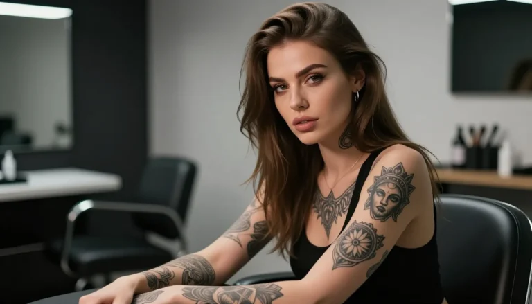 Stylish woman with multiple tattoos.