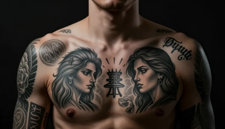 Человек с детальными татуировками на теле.