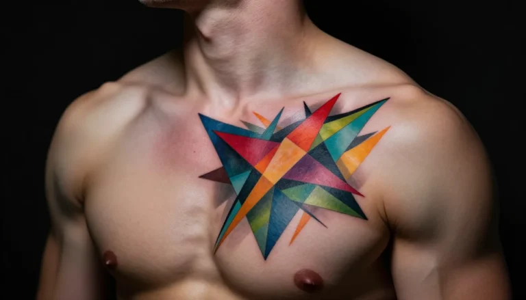 Красочная геометрическая татуировка на плече