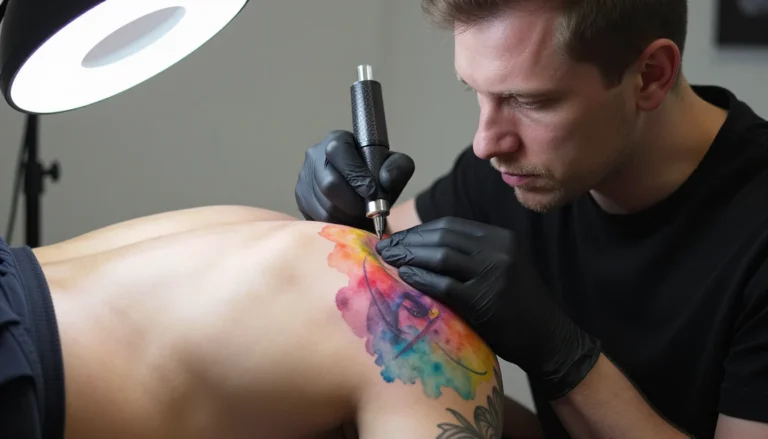 Colorful Watercolor Tattoo Application